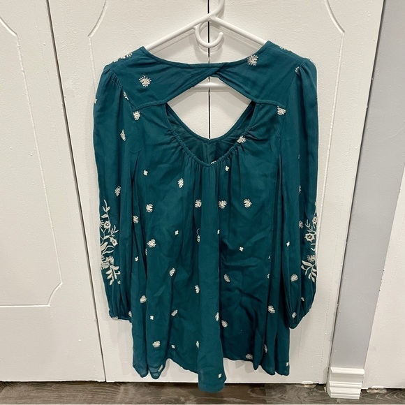 Free People Green Sweet Tennessee Embroidered Long Sleeve Dress - Picture 4 of 15